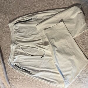 Women's White Drawstring Trousers - Relaxed Casual Tapered Fit